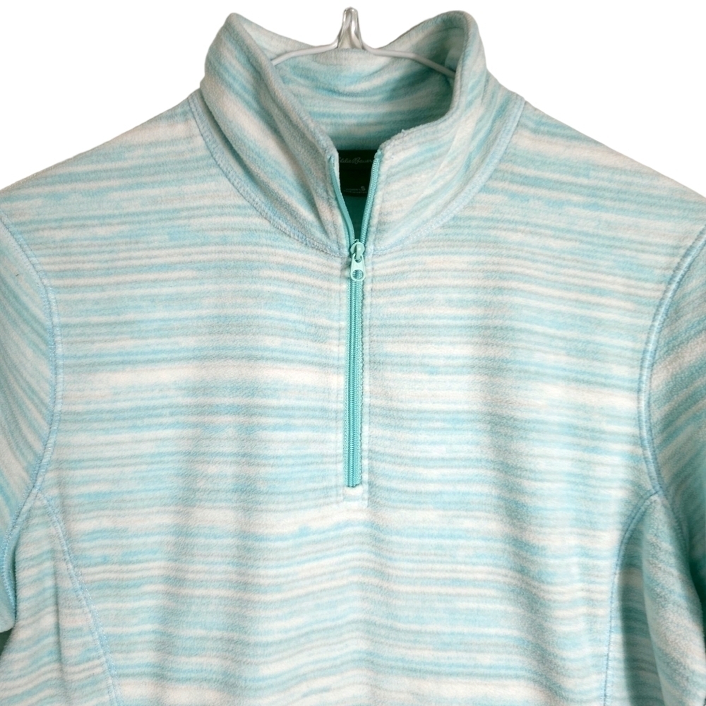 Eddie Bauer Blue Quarter Zip Velour Pullover - Picture 2 of 8